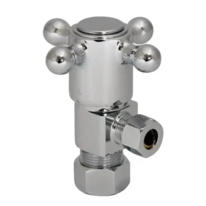 Mountain Plumbing Brass Cross Handle with 1/4 Turn Ceramic Disc Cartridge Valve – Lead Free – Angle (1/2″ Compression) In Brushed Nickel