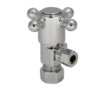 Mountain Plumbing Brass Cross Handle with 1/4 Turn Ceramic Disc Cartridge Valve - Lead Free - Angle (1/2" Compression) In Antique Copper