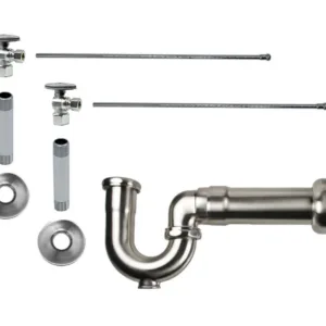 Mountain Plumbing Lavatory Supply Kit – Brass Oval Handle with 1/4 Turn Ball Valve (MT410-NL) – Straight, Massachusetts P-Trap  In Champagne Bronze