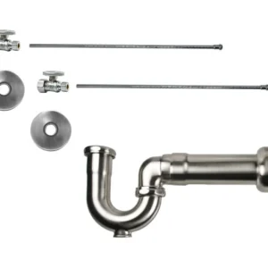 Mountain Plumbing Lavatory Supply Kit – Brass Oval Handle with 1/4 Turn Ball Valve (MT410-NL) – Straight, Massachusetts P-Trap In Brushed Nickel