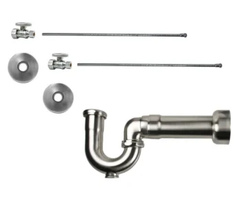 Mountain Plumbing Lavatory Supply Kit - Brass Oval Handle with 1/4 Turn Ball Valve (MT410-NL) - Straight, Massachusetts P-Trap In Polished Chrome