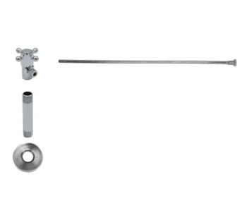 Mountain Plumbing Toilet Supply Kit - Brass Cross Handle with 1/4 Turn Ceramic Disc Cartridge Valve (MT4001X-NL) - Angle, Flat Head Riser In Matte Black
