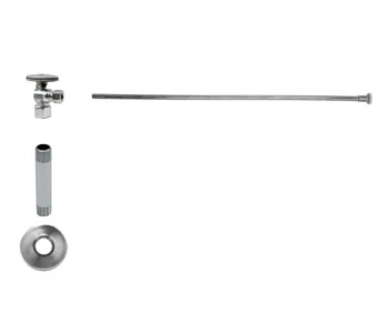 Mountain Plumbing Toilet Supply Kit - Brass Oval Handle with 1/4 Turn Ball Valve (MT401-NL) - Angle, Flat Head Riser In Satin Chrome