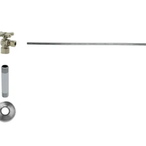 Mountain Plumbing Toilet Supply Kit – Brass Cross Handle with 1/4 Turn Ball Valve (MT616-NL) – Angle, Flat Head Riser In Antique Copper