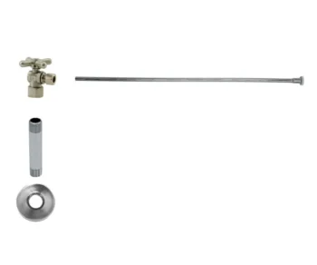 Mountain Plumbing Toilet Supply Kit - Brass Cross Handle with 1/4 Turn Ball Valve (MT616-NL) - Angle, Flat Head Riser In Antique Copper