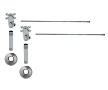 Mountain Plumbing Lavatory Supply Kit - Brass Cross Handle with 1/4 Turn Ceramic Disc Cartridge Valve (MT4001X-NL) - Angle, No Trap In Brushed Nickel