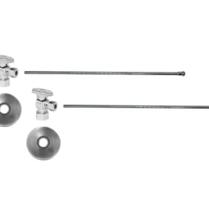 Mountain Plumbing Lavatory Supply Kit – Brass Oval Handle with 1/4 Ball Valve (MT403-NL) – Angle, No Trap In Pewter