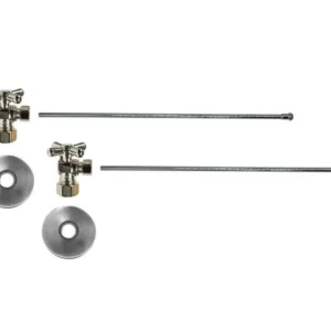 Mountain Plumbing Toilet Supply Kit – Brass Cross Handle with 1/4 Turn Ball Valve (MT631-NL) – Straight Sweat, Flat Head Riser  In Antique Brass