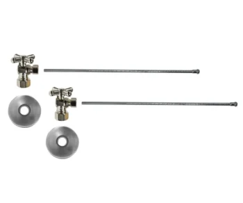 Mountain Plumbing Lavatory Supply Kit - Brass Cross Handle with 1/4 Turn Ball Valve (MT621-NL) - Angle, No Trap In Brushed Nickel