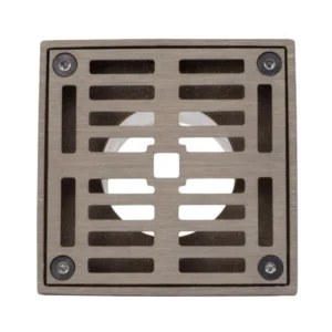 Mountain Plumbing 4″ Square Solid Brass Grid Shower Drain In Antique Copper