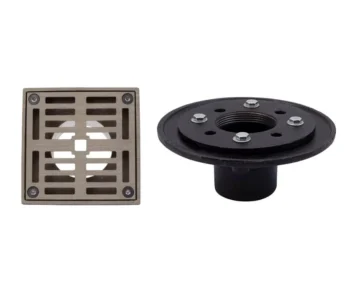 Mountain Plumbing 4" Square Complete Shower Drain - IPS Cast Iron In Polished Chrome