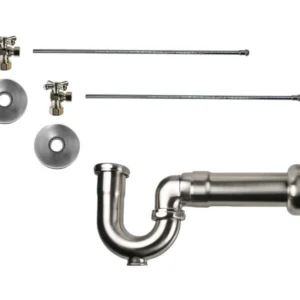 Mountain Plumbing Lavatory Supply Kit – Brass Cross Handle with 1/4 Turn Ball Valve (MT621-NL) – Angle, Massachusetts P-Trap In Brushed Nickel