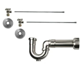 Mountain Plumbing Lavatory Supply Kit - Brass Cross Handle with 1/4 Turn Ball Valve (MT621-NL) - Angle, Massachusetts P-Trap In Brushed Nickel