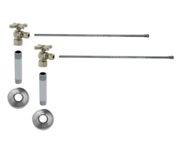 Mountain Plumbing Lavatory Supply Kit - Brass Cross Handle with 1/4 Turn Ball Valve (MT616-NL) - Angle, No Trap In Satin Chrome