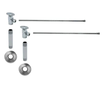 Mountain Plumbing Lavatory Supply Kit - Brass Oval Handle with 1/4 Turn Ceramic Disc Cartridge Valve (MT6001-NL) - Angle, No Trap In Polished Copper