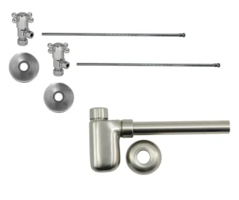 Mountain Plumbing Lavatory Supply Kit - Brass Cross Handle with 1/4 Turn Ceramic Disc Cartridge Valve (MT4003X-NL) - Angle, Bottle Trap In Antique Copper