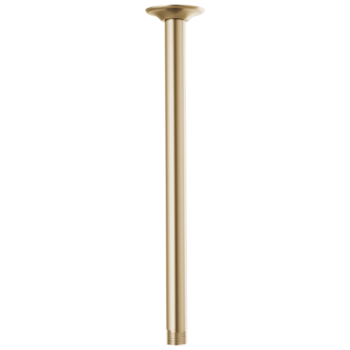 Brizo Essential™ Shower: 14" Ceiling Mount Shower Arm And Round Flange In Luxe Gold