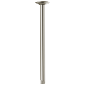 Brizo Essential™ Shower: 14" Ceiling Mount Shower Arm And Round Flange In Luxe Nickel