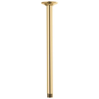 Brizo Essential™ Shower: 14" Ceiling Mount Shower Arm And Round Flange In Polished Gold