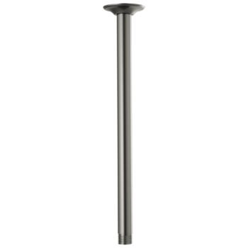 Brizo Essential™ Shower: 14" Ceiling Mount Shower Arm And Round Flange In Luxe Steel