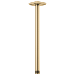 Brizo Essential™ Shower: 14″ Ceiling Mount Shower Arm And Square Flange In Luxe Gold
