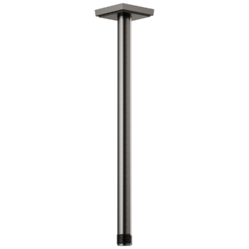 Brizo Essential™ Shower: 14" Ceiling Mount Shower Arm And Square Flange In Luxe Steel