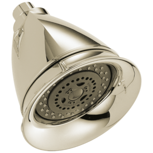 Brizo Essential™ Shower: 5″ Classic Round H2Okinetic® Multi-Function Wall Mount Showerhead In Polished Nickel