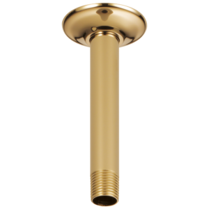 Brizo Essential™ Shower: 6″ Ceiling Mount Shower Arm And Round Flange In Polished Gold