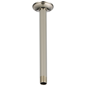 Brizo Essential™ Shower: 10" Ceiling Mount Shower Arm And Round Flange In Brushed Nickel