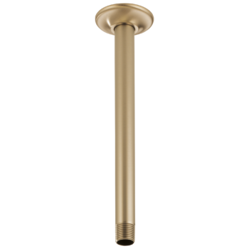 Brizo Essential™ Shower: 10" Ceiling Mount Shower Arm And Round Flange In Luxe Gold