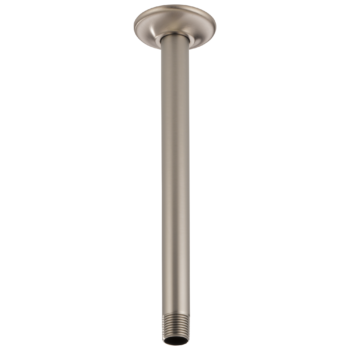 Brizo Essential™ Shower: 10" Ceiling Mount Shower Arm And Round Flange In Luxe Nickel