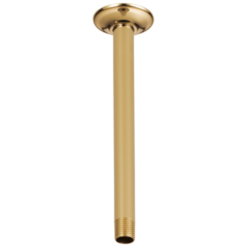 Brizo Essential™ Shower: 10" Ceiling Mount Shower Arm And Round Flange In Polished Gold