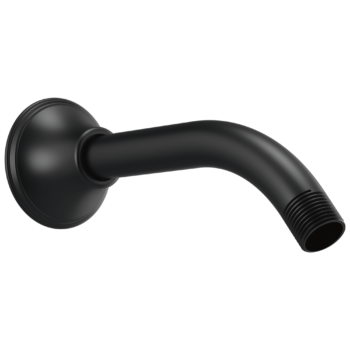 Brizo Essential™ Shower: 7" Classic Wall Mount Shower Arm And Flange In Matte Black