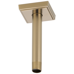 Brizo Essential™ Shower: 6″ Ceiling Mount Shower Arm And Square Flange In Luxe Gold