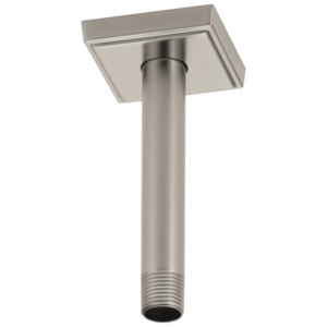 Brizo Essential™ Shower: 6″ Ceiling Mount Shower Arm And Square Flange In Luxe Nickel
