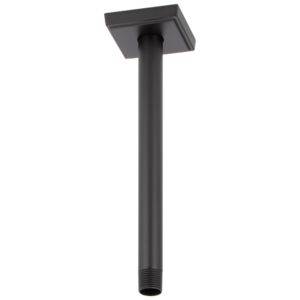 Brizo Essential™ Shower: 10″ Ceiling Mount Shower Arm And Square Flange In Matte Black
