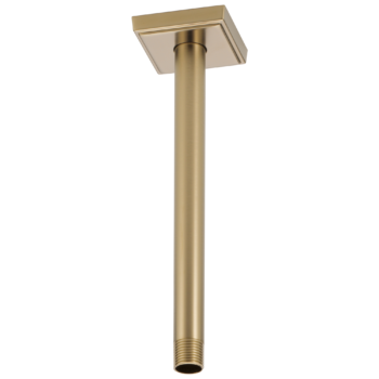 Brizo Essential™ Shower: 10" Ceiling Mount Shower Arm And Square Flange In Luxe Gold