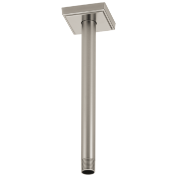 Brizo Essential™ Shower: 10" Ceiling Mount Shower Arm And Square Flange In Luxe Nickel