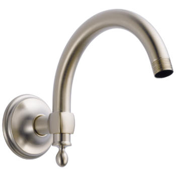 Brizo Essential™ Shower: 10" Classic Wall Mount Shower Arm And Flange In Luxe Nickel