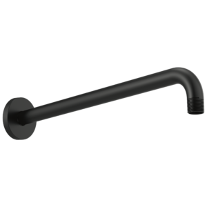 Brizo Essential™ Shower: 16″ Linear Round Wall Mount Shower Arm And Flange In Matte Black