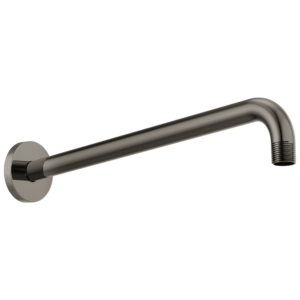 Brizo Essential™ Shower: 16″ Linear Round Wall Mount Shower Arm And Flange In Brilliance Black Onyx