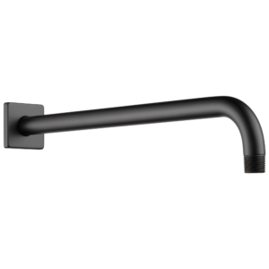 Brizo Essential™ Shower: 16″ Linear Square Wall Mount Shower Arm And Flange In Matte Black