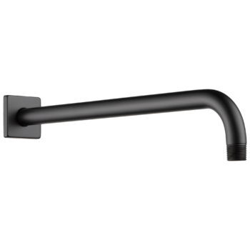 Brizo Essential™ Shower: 16" Linear Square Wall Mount Shower Arm And Flange In Matte Black