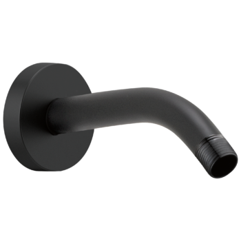 Brizo Essential™ Shower: 7" Linear Round Wall Mount Shower Arm And Flange In Matte Black