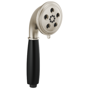 Brizo Essential™ Shower: Classic Round H2Okinetic® Multi-Function Handshower In Luxe Nickel / Matte Black