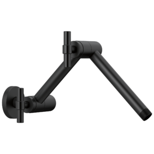Brizo Essential™ Shower: Linear Round Jointed Wall Mount Shower Arm And Flange In Matte Black