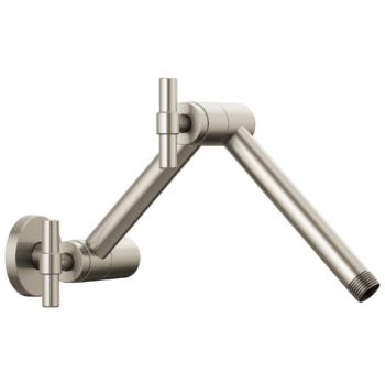 Brizo Essential™ Shower: Linear Round Jointed Wall Mount Shower Arm And Flange In Brushed Nickel
