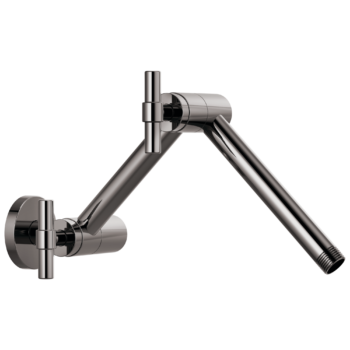 Brizo Essential™ Shower: Linear Round Jointed Wall Mount Shower Arm And Flange In Brilliance Black Onyx