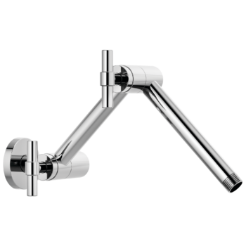 Brizo Essential™ Shower: Linear Round Jointed Wall Mount Shower Arm And Flange In Chrome