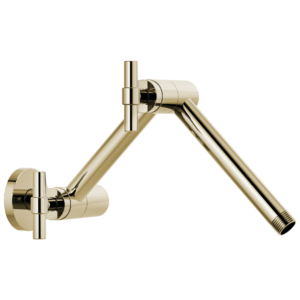 Brizo Essential™ Shower: Linear Round Jointed Wall Mount Shower Arm And Flange In Polished Nickel